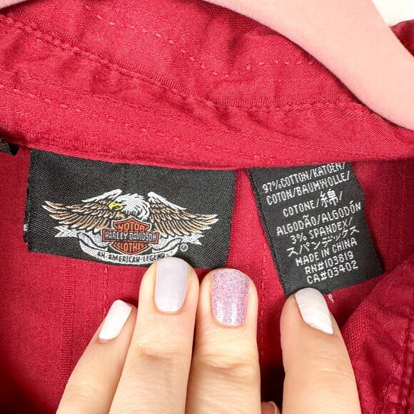 Harley-Davidson Button Down Embroidered Logo with Rhinestones Blouse - Picture 5 of 6